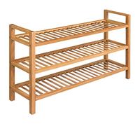 Shoe Rack Solid Oak Wood 100x27x60cm Rustic Natural Finish 3-Shelf Compact &Slim