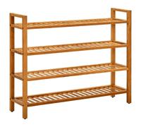 vidaXL Shoe Rack with 4 Shelves 100x27x80 cm Solid Oak Wood