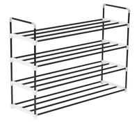 vidaXL Shoe Rack with 4 Shelves Metal and Plastic Black UK HOT