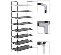 vidaXL Shoe Rack with 8 Shelves Metal and Non-woven Fabric Black Stand Unit