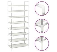 vidaXL Shoe Rack with 8 Shelves Metal and Non-woven Fabric Silver Shoe Storage