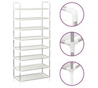 Vidaxl Shoe Rack With 8 Shelves Metal And Non-Woven Fabric Silver