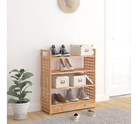 vidaXL Solid Walnut Wood Shoe Rack with Drawer - ic Farmhouse Style Hallway Footwear Storage Shelf, Easy to Move
