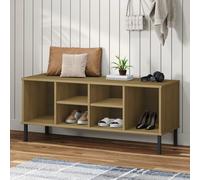vidaXL Shoe Rack with Metal Legs Brown 106x35x45 cm Solid Wood OSLO UK