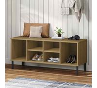 vidaXL Shoe Rack with Metal Legs Brown 106x35x45 cm Solid Wood OSLO UK