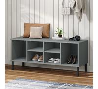 vidaXL Shoe Rack with Metal Legs Grey 106x35x45 cm Solid Wood OSLO UK