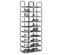 vidaXL Shoe Racks 2 pcs 10-Tier Black 33x33x174 cm Non-woven Fabric