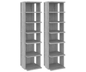 vidaXL Shoe Racks 2 Pcs, Space-Saving and Durable, Grey Sonoma, Ample Storage with 6 Shelves Each, Easy Assembly, Engineered Wood