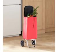 vidaXL Shopping Trolley Folding Red 35 x 28 x 92 cm Oxford fabric