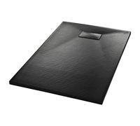 vidaXL Shower Base Tray SMC Clean Look Skid Resistant Lightweight Wet Floor Bathroom Base Shower Receptor Rectangular Black 100x80cm