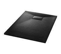 vidaXL Shower Base Tray SMC Clean Look Skid Resistant Lightweight Wet Floor Bathroom Base Shower Receptor Rectangular Black 100x70cm