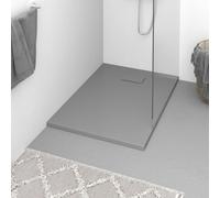 vidaXL Durable SMC Shower Base Tray - Stain-, Scratch-, Low-Threshold Bathroom Tray with Stone Resin Surface, 100x70 cm, Grey