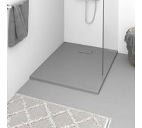'vidaXL Low Profile SMC Shower Base Tray in Grey - Durable with Slate Stone Finish and Non-Skid Surface, Modern Bathroom Accessory
