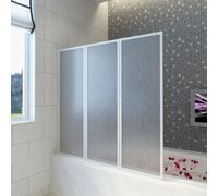 'vidaXL Shower Bath Screen Wall 3 Panels - Foldable and Space Saving with Aluminium Frame and PP Board - 117 x 120 cm - White
