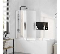 vidaXL Shower Bath Screen - Versatile & Durable Foldable 3-Panel Design - Universal Fit with Left or Right Mounting - Leakage Protection, White Colour, 141 x 132 cm.