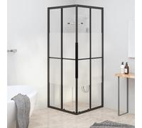 vidaXL Shower Cabin Half Frosted ESG 80x80x180 cm Black