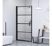 vidaXL Shower Door 100x178 cm Half Frosted Tempered Glass Black