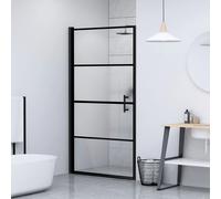 vidaXL Shower Door 91x195 cm Half Frosted Tempered Glass Black