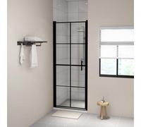 vidaXL Shower Door Tempered Glass Black Bathroom Washroom Accessory Screen