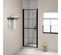 vidaXL Shower Door Tempered Glass Black Enclosure Bathroom Washroom Accessory