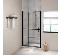 vidaXL Shower Door Tempered Glass Black Washroom Bathroom Accessory Enclosure