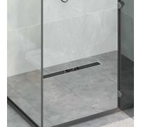 vidaXL Shower Drain Glass Cover with 360° Siphon Black 60 cm