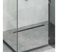 vidaXL Shower Drain Glass Cover with 360 Siphon Black 80 cm