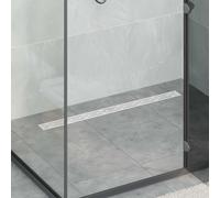 vidaXL Shower Drain Line Design with 360 Siphon Silver 90 cm