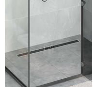 vidaXL Shower Drain with Glass Cover Black 100 cm Stainless Steel 304