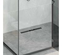 vidaXL Shower Drain with Glass Cover Black 50 cm Stainless Steel 304