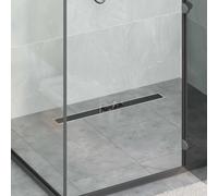 vidaXL Shower Drain with Glass Cover Black 70 cm Stainless Steel 304