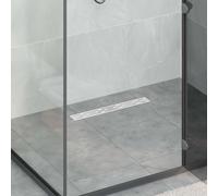vidaXL Shower Drain with Line Design Silver 50 cm Stainless Steel 304