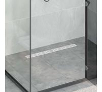 vidaXL Shower Drain with Line Design Silver 80 cm Stainless Steel 304