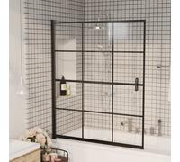 vidaXL Shower Enclosure ESG Black Bathroom Shower Cabin Cabinet Cubicle Screen