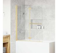 vidaXL Shower Enclosure Gold 120 x 140 cm ESG Glass and Aluminium Adjustable Rectangular Shower Enclosure Foldable Bathroom Solution Aluminium Frame Space Saving Design
