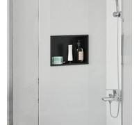 vidaXL Shower Niche Black 30 x 20 x 9.5 cm Stainless Steel, Modern Bathroom Storage, Rectangular Shower Niche, Water Resistant Accessory for Compact Organization and Contemporary Design