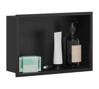 vidaXL Shower Niche Black 30 x 20 x 9.5 cm Stainless Steel, Modern Bathroom Storage, Rectangular Shower Niche, Water Resistant Accessory for Compact Organization and Contemporary Design