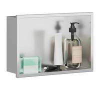 vidaXL Shower Niche Silver 30 x 20 x 9.5 cm Stainless Steel, Modern Bathroom Storage, Rectangular Shower Niche, Water Resistant Accessory for Compact Organization and Contemporary Design