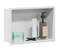vidaXL Shower Niche White 30 x 20 x 9.5 cm Stainless Steel, Contemporary Bath Niche, Rectangular Shelf, Modern Shower Accessory, Minimalist Design, Durable Storage Organizer, Functional Unit