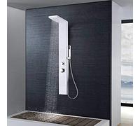 vidaXL Shower Panel System Aluminum in Matte White | Multifunctional with Rainfall, Waterfall and Massage Jets | Includes Handheld Showerhead