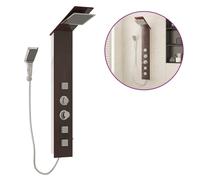 vidaXL Shower Panel System Glass Brown Rain Mixer Shower Faucet Set Bath Jet