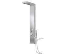 vidaXL Shower Panel System, Stainless Steel Square Design, Multifunction Rainfall, Waterfall and Massage Jets, Handheld Option, Convenient Control Knob