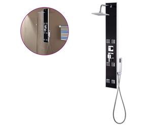vidaXL Shower Panel Unit Glass 18x42.1x120cm Black Bathroom Jet Column Wall vida