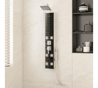 vidaXL Shower Panel Unit Glass 18x45.5x130 cm Black