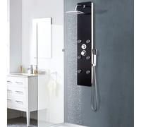 vidaXL Shower Panel Unit Glass 25x44.6x130 cm Black