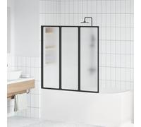 vidaXL Shower Screen Folding Black 120 x 2 x 117 cm Aluminium and PP