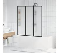 vidaXL Shower Screen Folding Manual Black 132 x 2 x 140 cm Aluminium