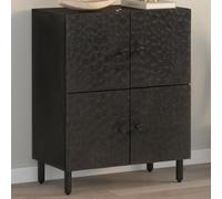 Side Cabinet Solid Mango Wood Black 60x33x75 cm Iron Legs Vintage Rustic Storage