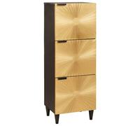 vidaXL Side Cabinet Black and Gold 40 x 33.5 x 110 cm Solid Mango Wood, Living R