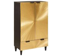 vidaXL Side Cabinet Black and Gold 60 x 33.5 x 100 cm Solid Mango Wood